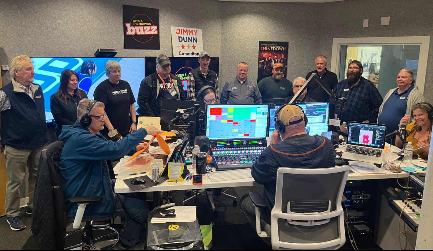 Aubuchon Company team members in The Morning Buzz studio before going on air!