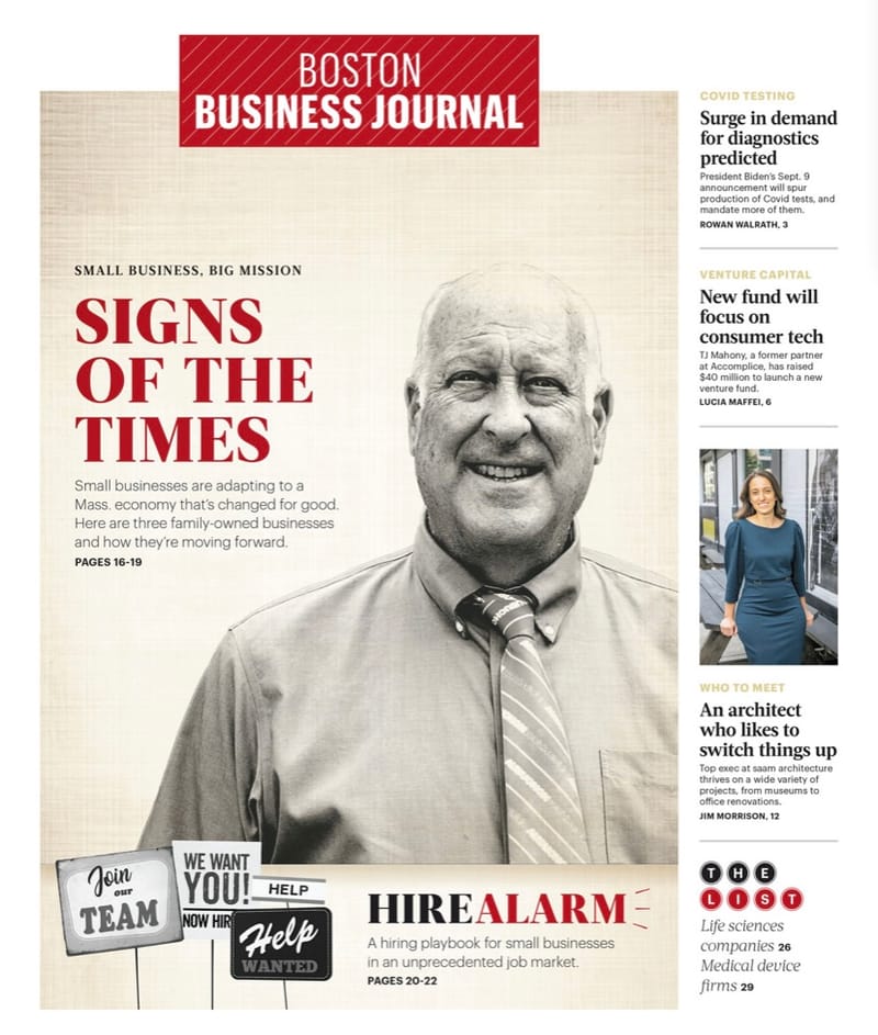 Bernard W. Aubuchon, Jr., on the front cover of the Boston Business Journal