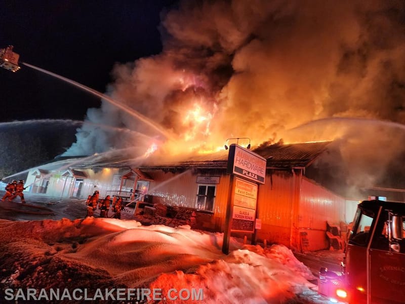 Firefighters Battle Blaze at Saranac Lake Aubuchon Hardware