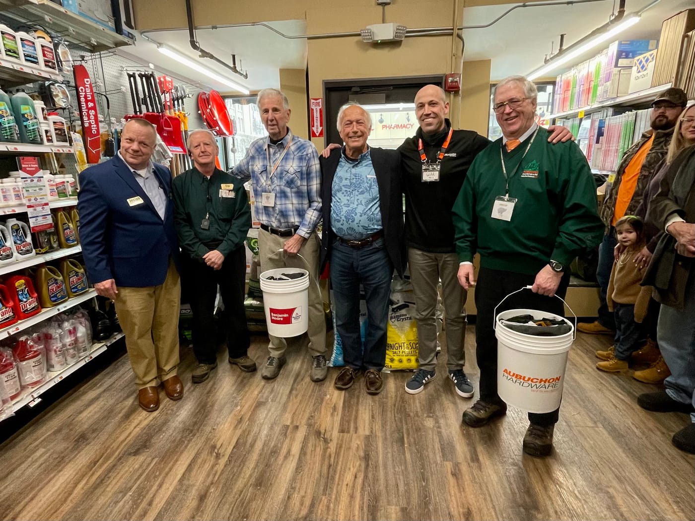 Left to right: Josiah Gates, Don “Tip” Ruggles, Dick Harlow, Bill Aubuchon III, Will Aubuchon IV, and Gary Law.